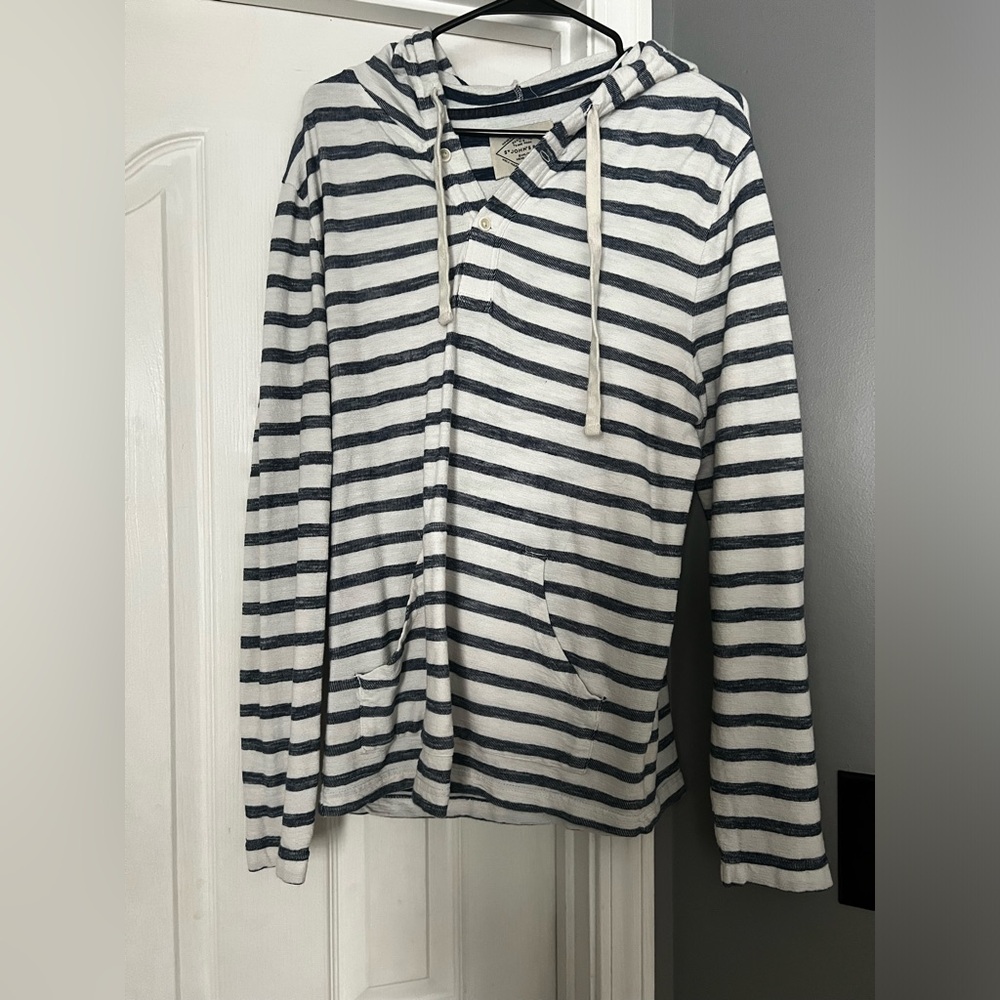 Blue and white striped light weight hoodie medium